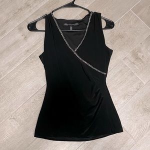 White House Black Market Black Blouse Beading XXS